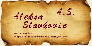 Aleksa Slavković vizit kartica